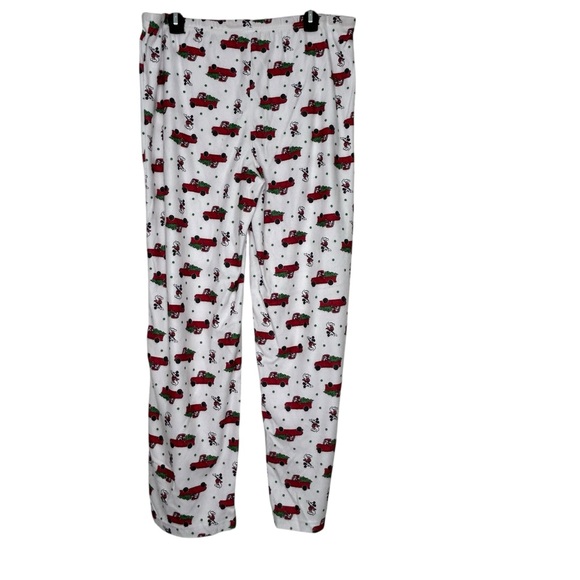 Disney Christmas Pajama Set Mickey Mouse Red Truck Women's Large White Xmas Tree - Picture 8 of 16